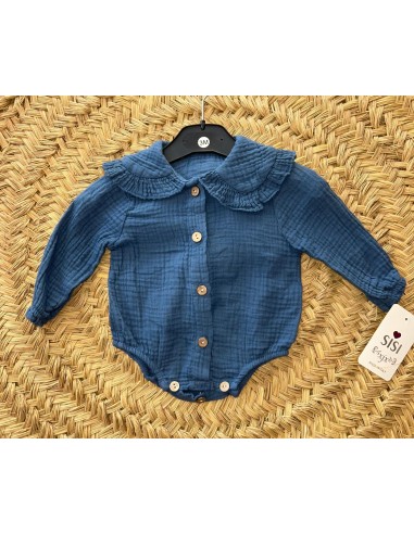 Pelele maxi cuello bambula azulón