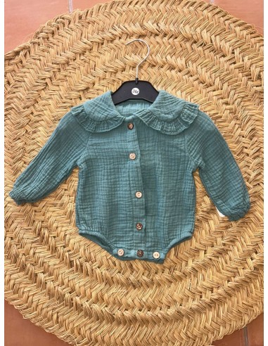 Pelele de bambula maxi cuello verde