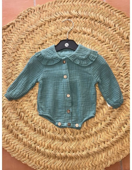 Pelele de bambula maxi cuello verde