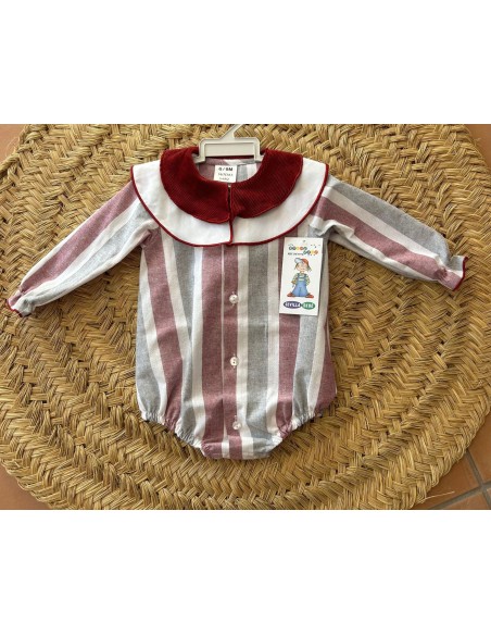 Pelele de rayas burdeos