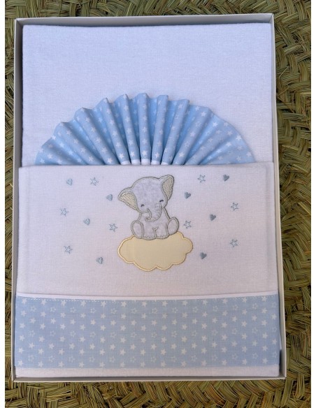 Sábanas Minicuna Franela Elefante Celeste - Comodidad para Tu Bebé