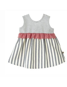 Vestido calamoro en azulón y rosa