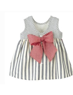 Vestido calamoro en azulón y rosa 2