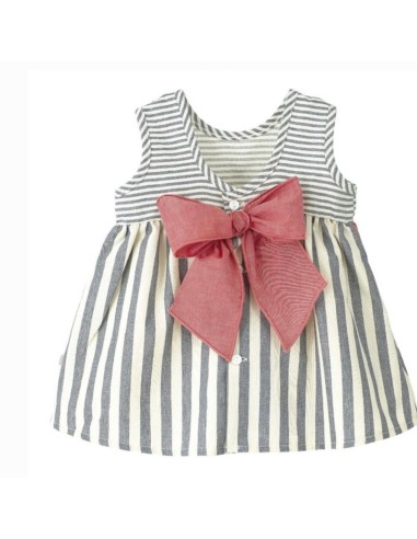 Vestido calamoro en azulón y rosa