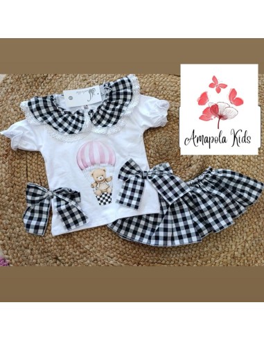 Conjunto globo vichy en negro