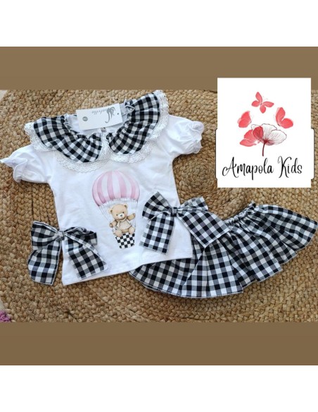 Conjunto globo vichy en negro