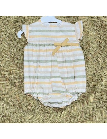 Pelele de rayas mostaza