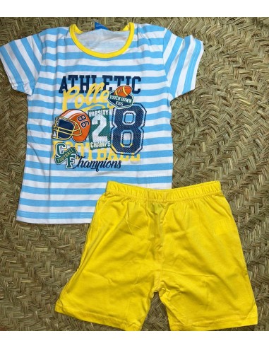 Pijama rayas celeste