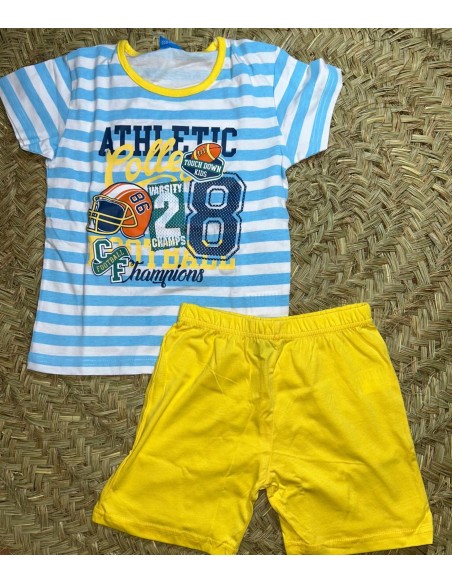 Pijama rayas celeste