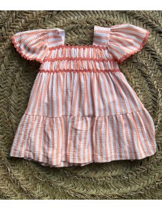 Vestido de raya coral