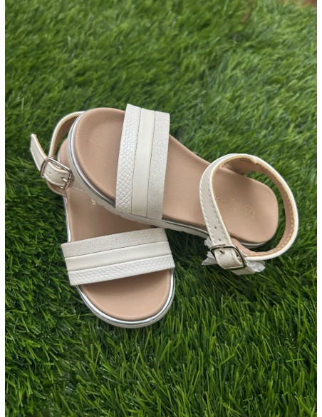 Sandalias blanca brillo