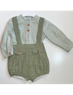 Conjunto niño vichy verde 2