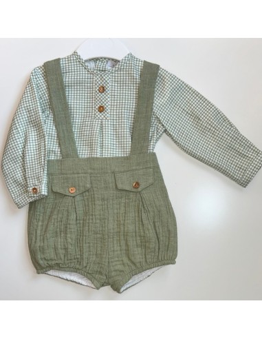 Conjunto niño vichy verde