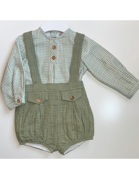 Conjunto niño vichy verde