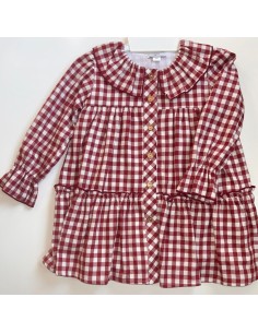 Vestido cuadro vichy en burdeos