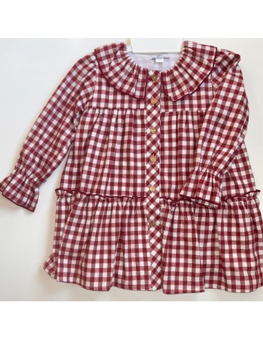 Vestido cuadro vichy en burdeos