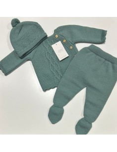 Conjunto lana 3 piezas verde