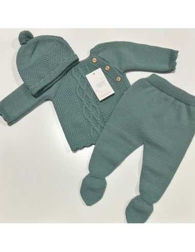 Conjunto lana 3 piezas verde