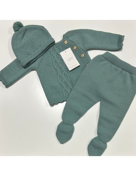 Conjunto lana 3 piezas verde