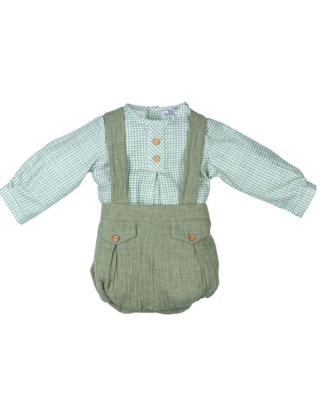 Conjunto niño vichy verde